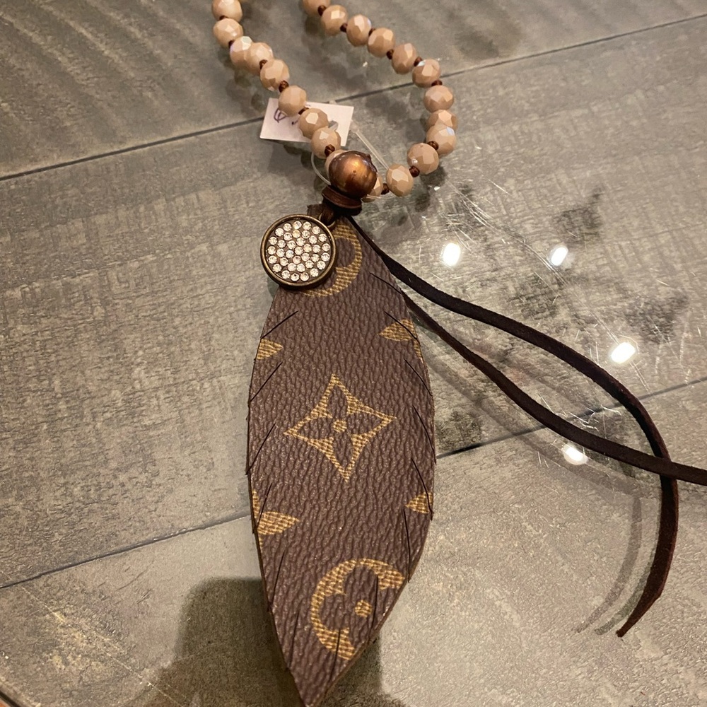 New Louis Vuitton Upcycled Authentic Louis Material Necklace